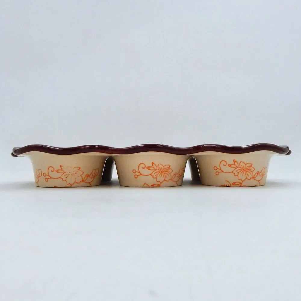 Temptations by Tara Orange Floral Lace 6 Hole Cupcake Muffin Pan Rectangle Shape